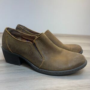 B.O.C. Born Concept Chime Women's 8.5M Brown Leather Heeled Ankle Booties C49823